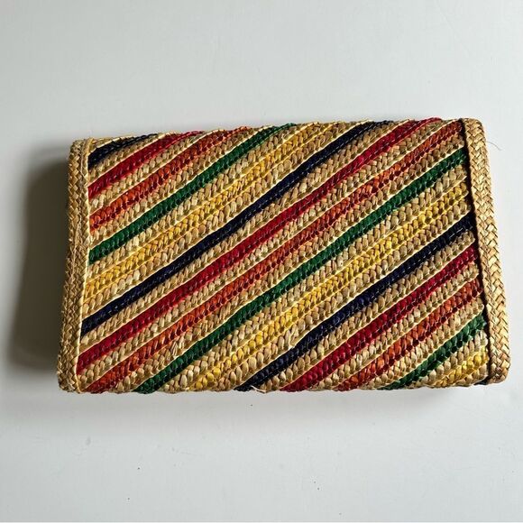 Vintage Woven Clutch Purse Rainbow Stripes - Picture 5 of 8